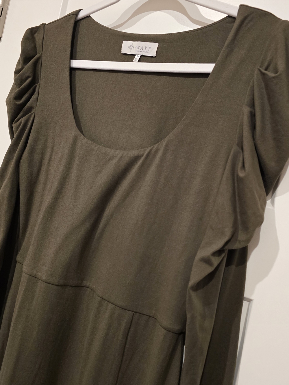 Wayf Olive Green Scoop Neck Maxi Dress
